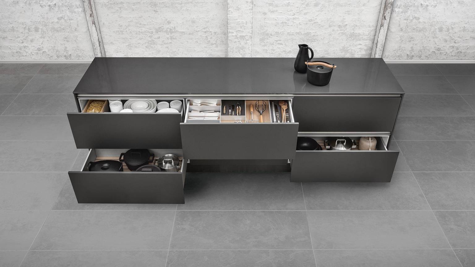 Versatile variations of kitchen accessories are available from SieMatic,