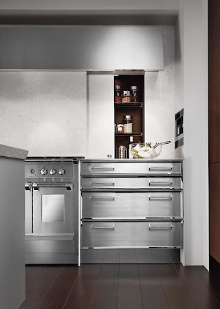 Stainless steel kitchen fronts of a SieMatic CLASSIC